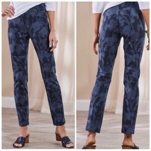 Soft Surroundings Perfect Ponte Solana Pull On Straight Leg Pants Blue Womens M